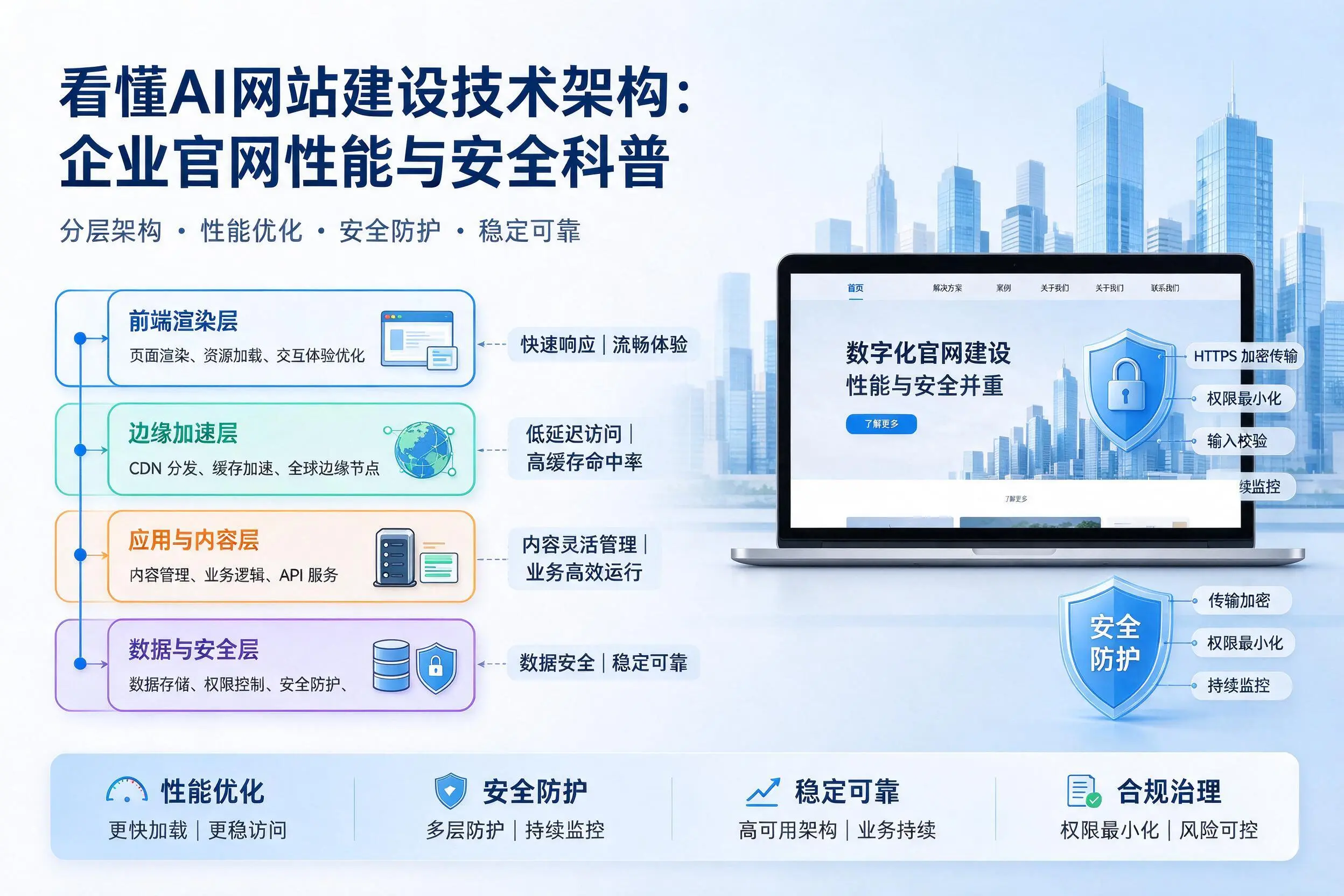 看懂AI网站建设技术架构：广东企业官网性能与安全科普