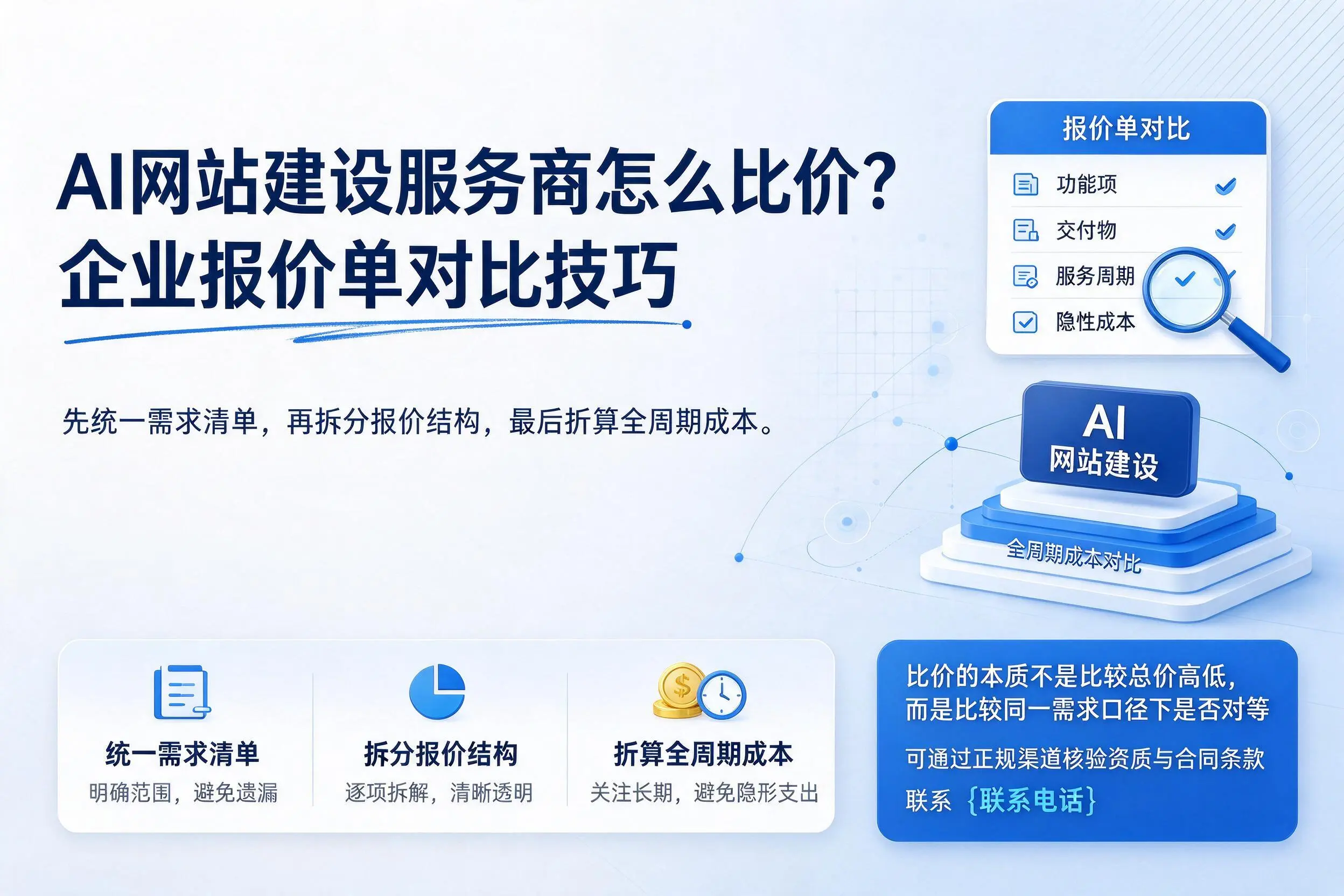 AI网站建设服务商怎么比价？广东企业报价单对比技巧