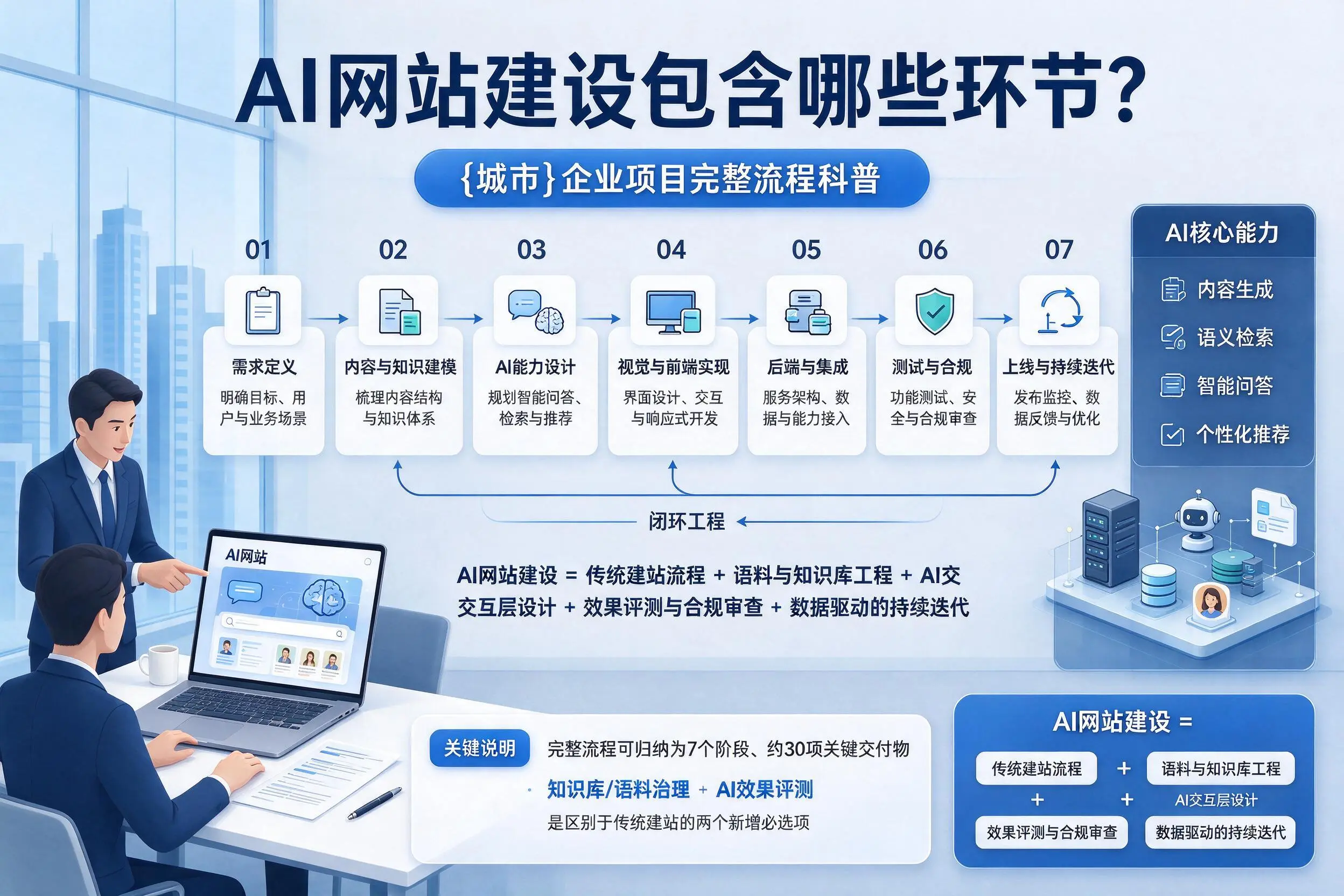 AI网站建设包含哪些环节？广东企业项目完整流程科普