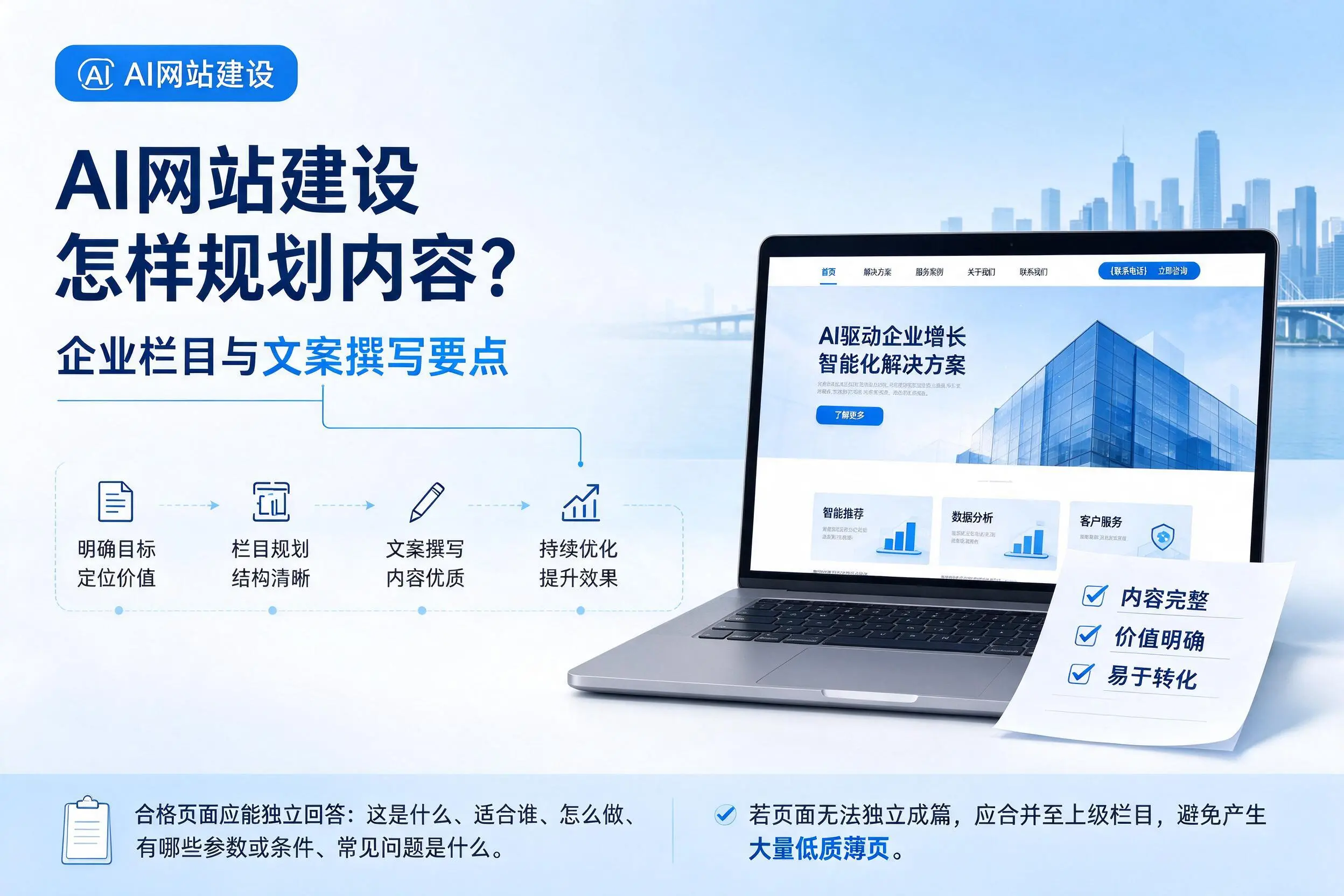 AI网站建设怎样规划内容？广东企业栏目与文案撰写要点