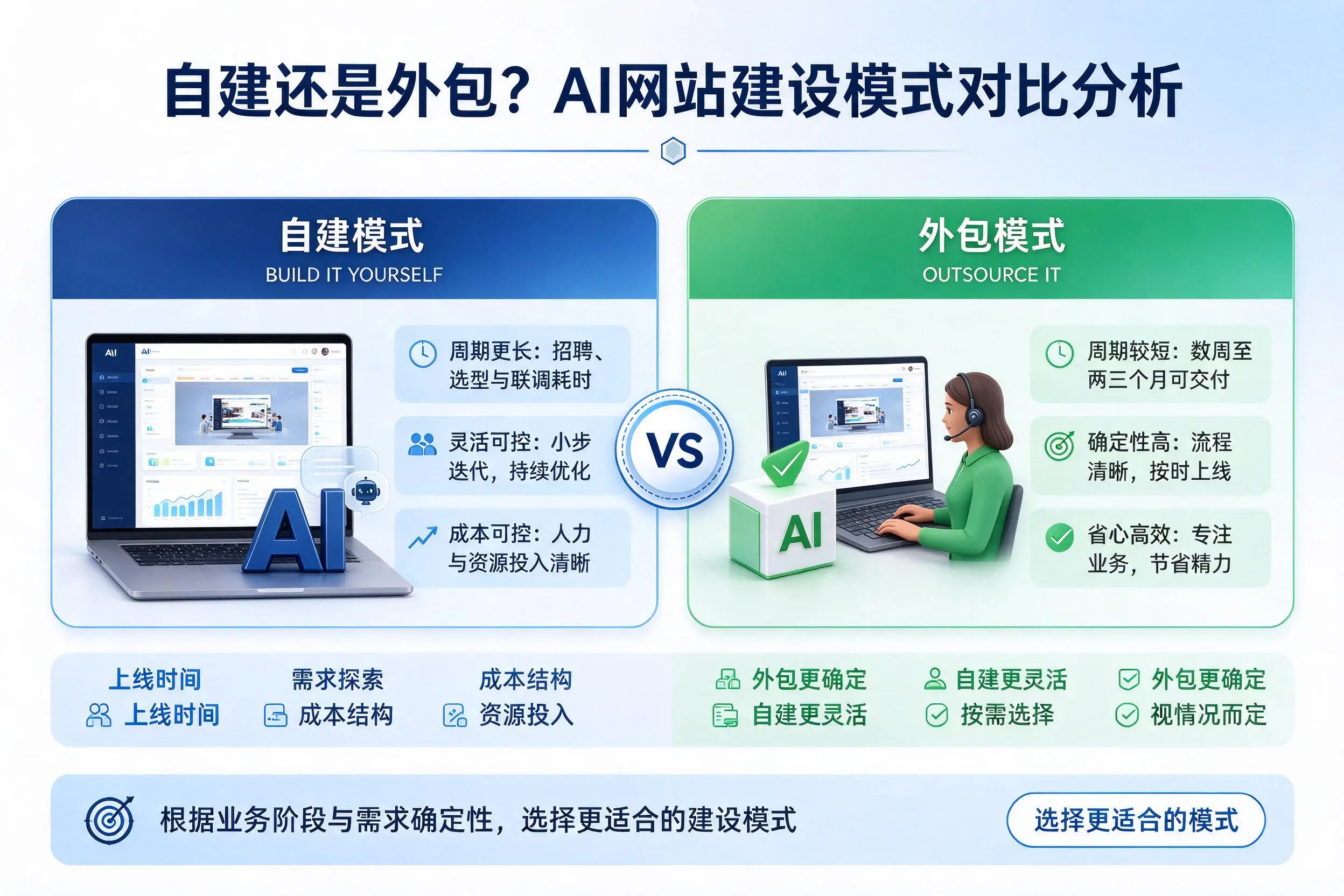 自建还是外包？广东AI网站建设模式对比分析