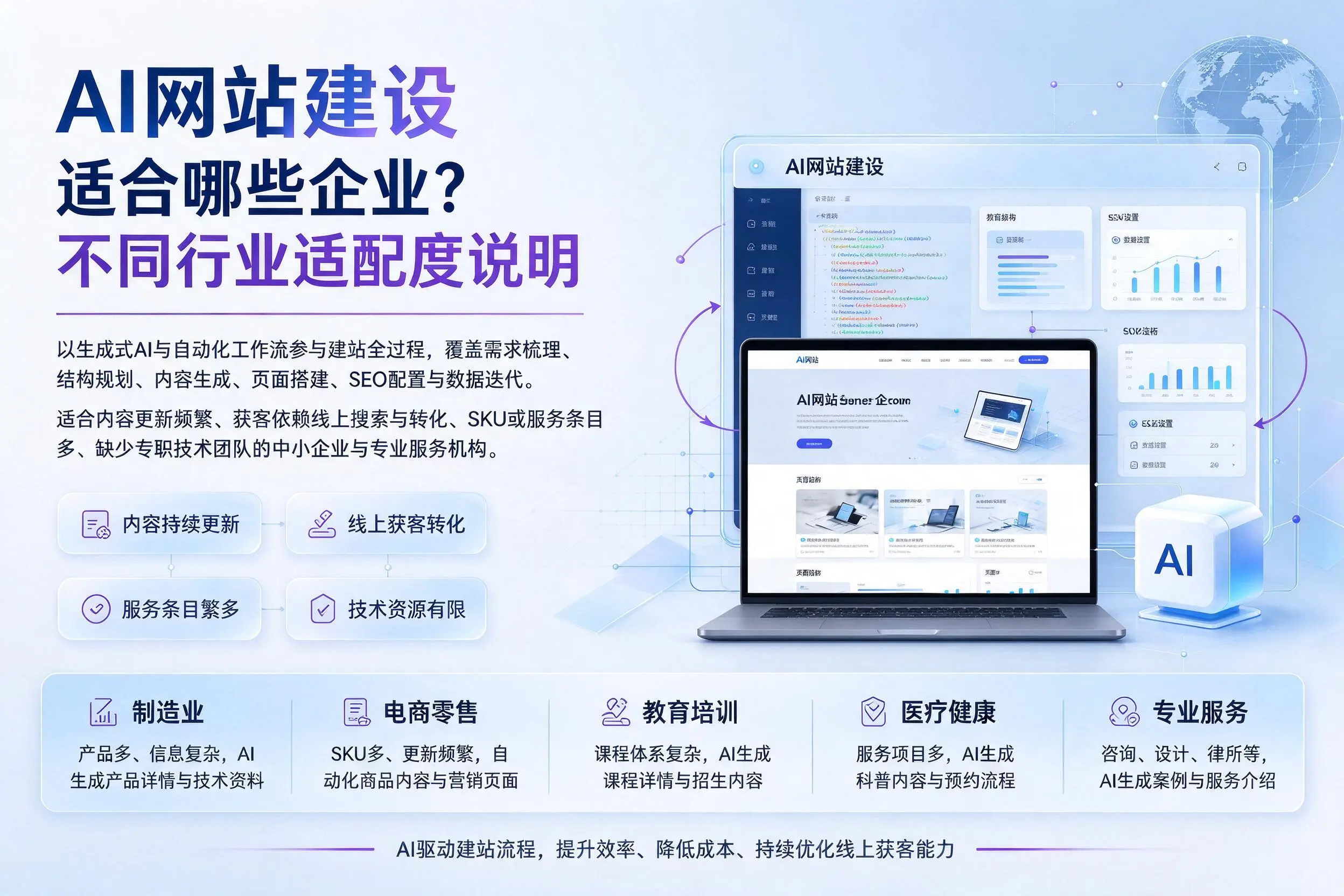 AI网站建设适合哪些企业?广东不同行业适配度说明